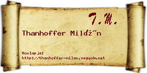 Thanhoffer Milán névjegykártya